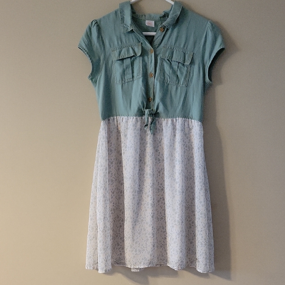 Wonder Nation Green Buttoned Smocked Sundress